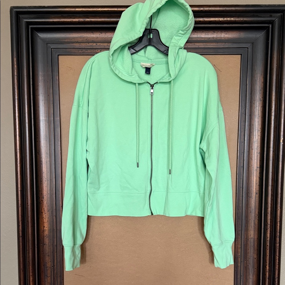 Universal Thread Mint Green Cropped Zip Hoodie